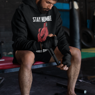 Stay Humble Red Gloves Boxing Hoodie - Product Image