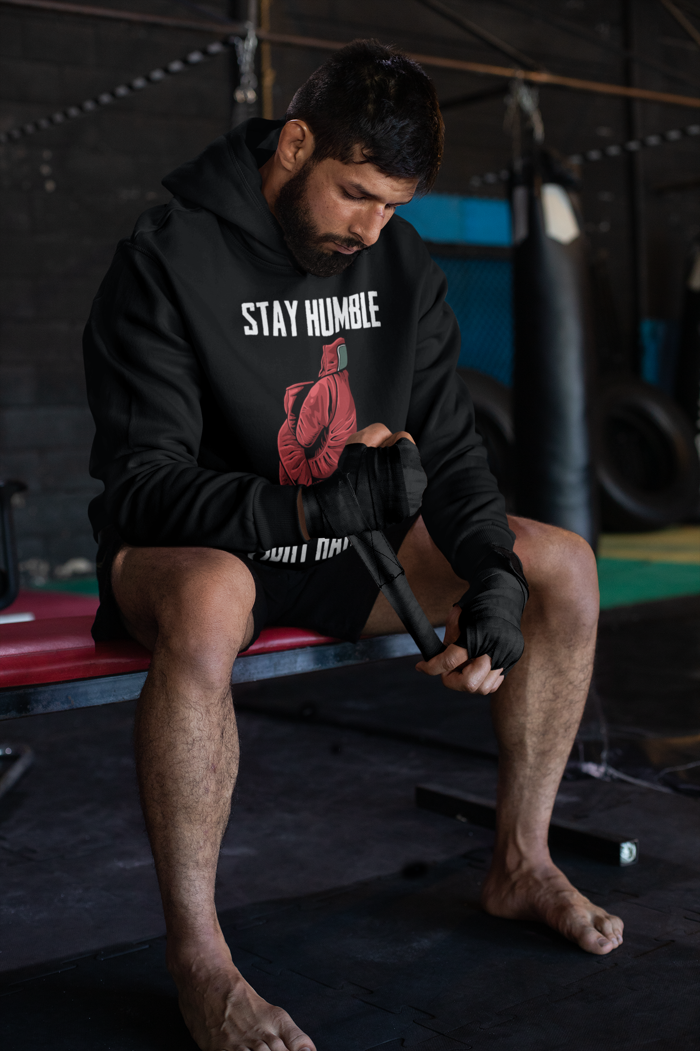 Stay Humble Red Gloves Boxing Hoodie - Product Image