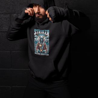 Striker Championship Boxing Hoodie - Black Shadowbox Design Preview