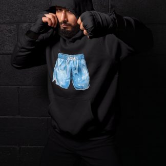 Blue Boxing Shorts White Trim – Black Shadowbox