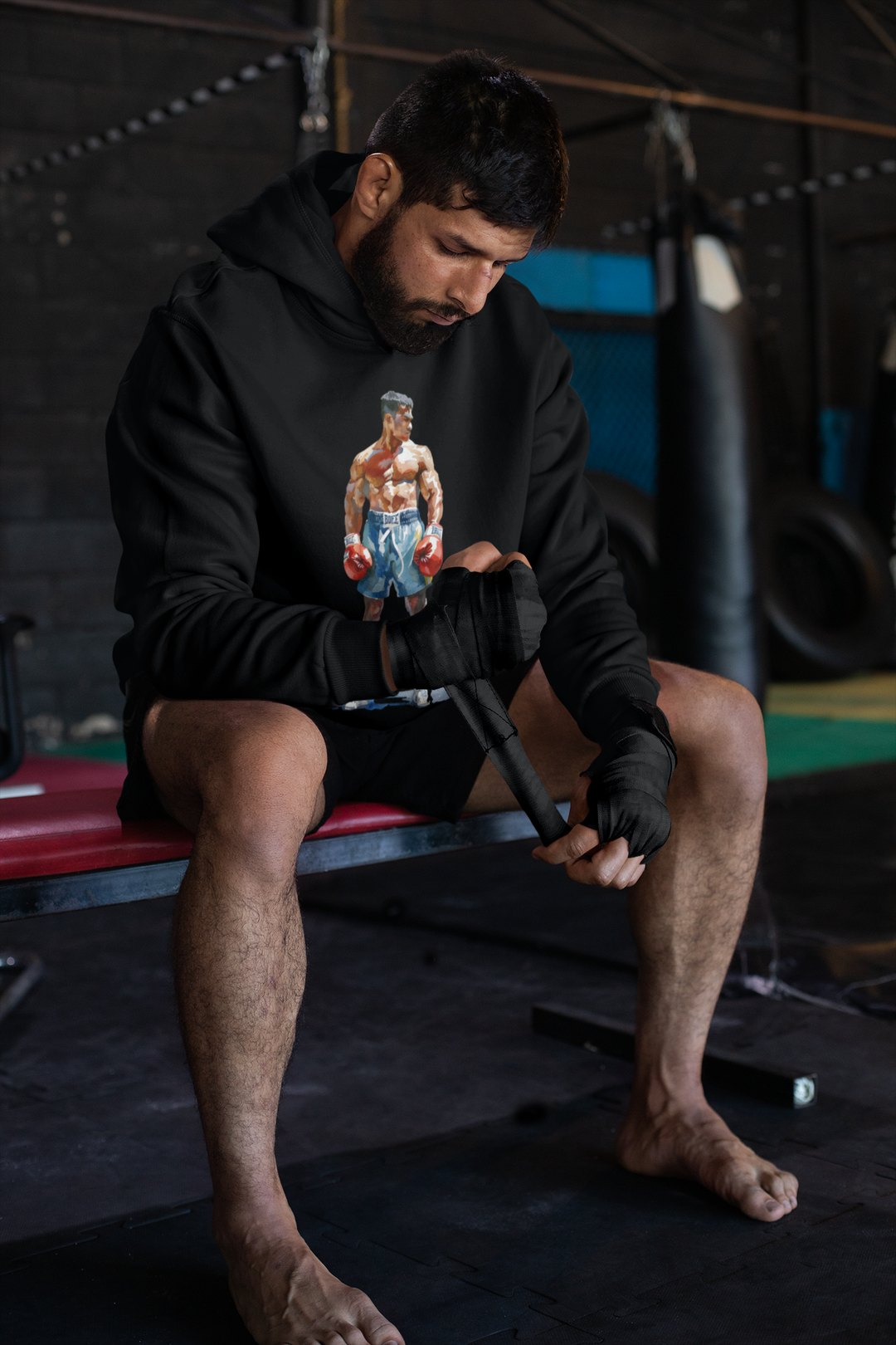 Boxer Blue Shorts Guard Up – Black Hoodie
