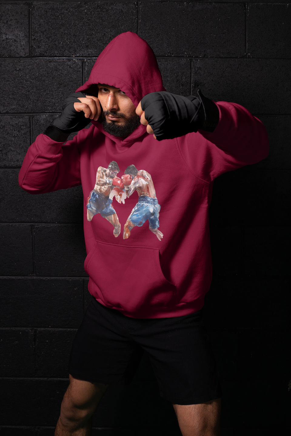 Boxer Throwing Punch Red vs Blue – Burgundy Shadowbox
