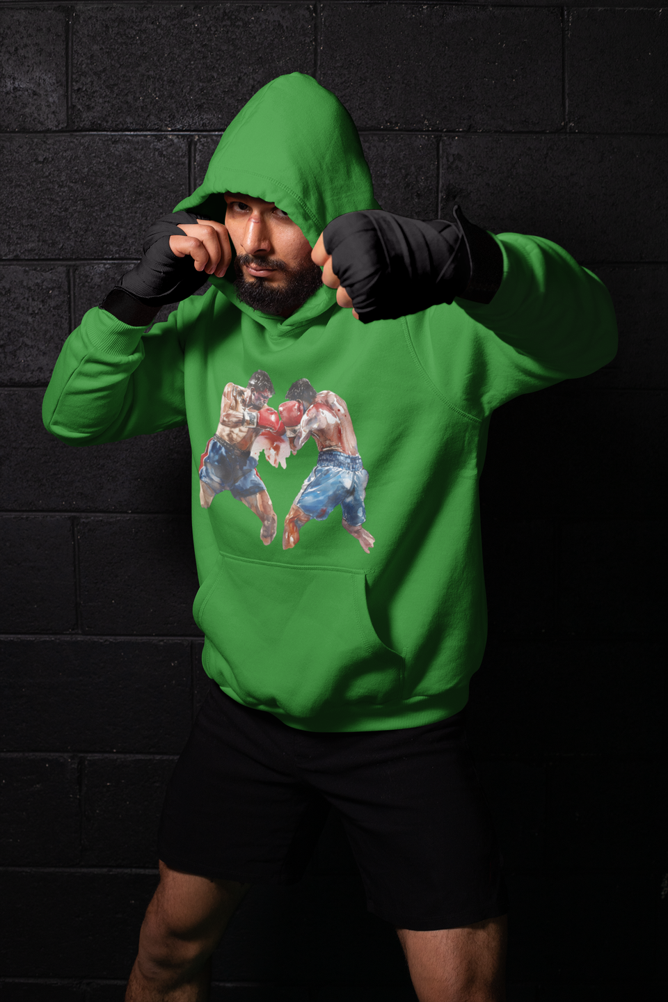 Boxer Throwing Punch Red vs Blue – Forest Green Shadowbox