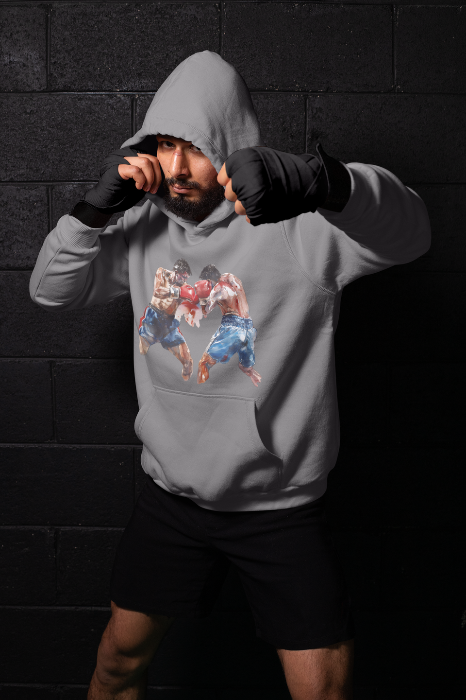 Boxer Throwing Punch Red vs Blue – Grey Shadowbox