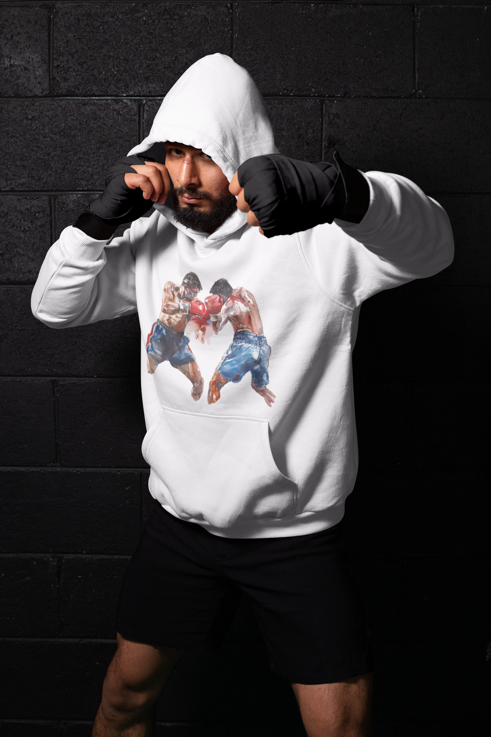 Boxer Throwing Punch Red vs Blue – White Shadowbox