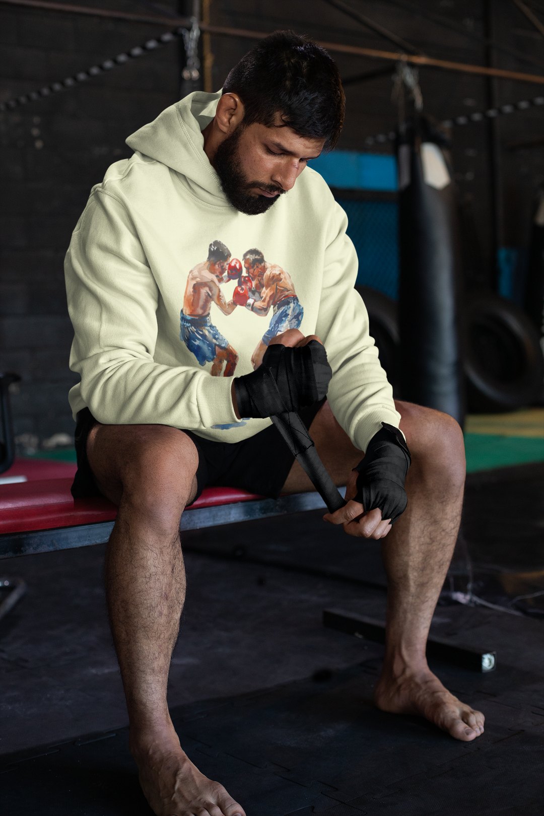 Boxers Blue Red Sparring Close – Cream Hoodie