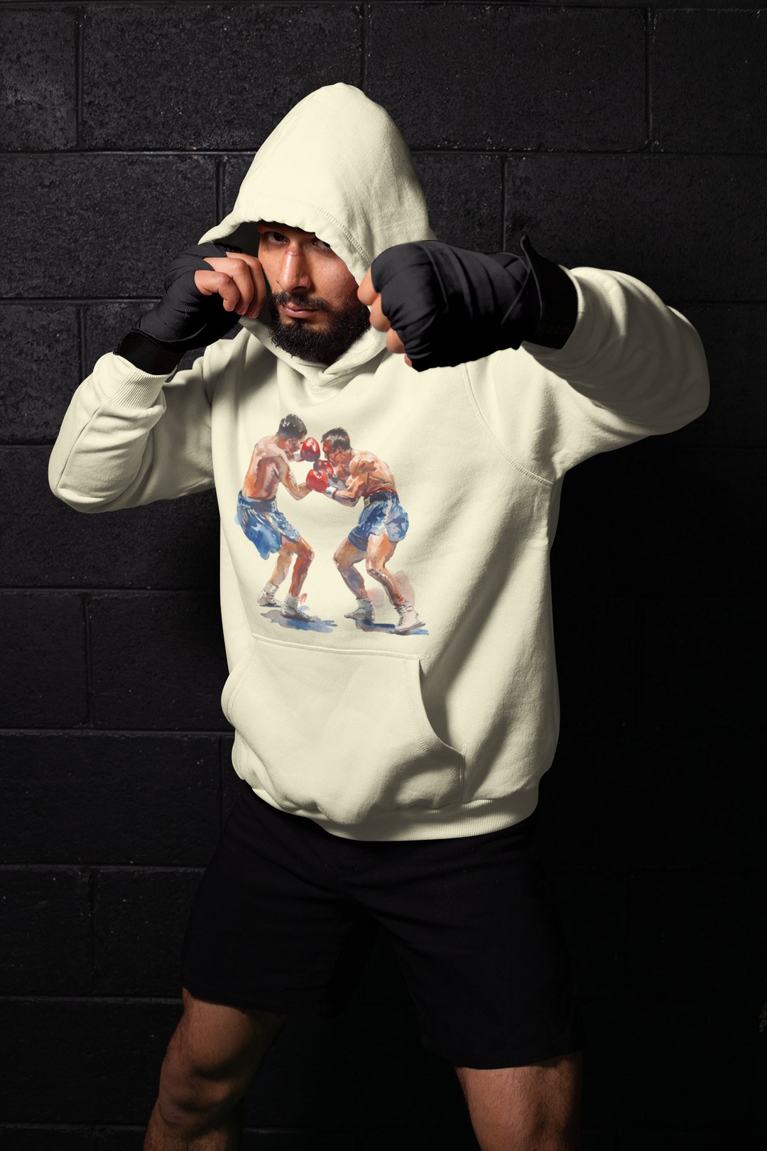 Boxers Blue Red Sparring Close – Cream Shadowbox