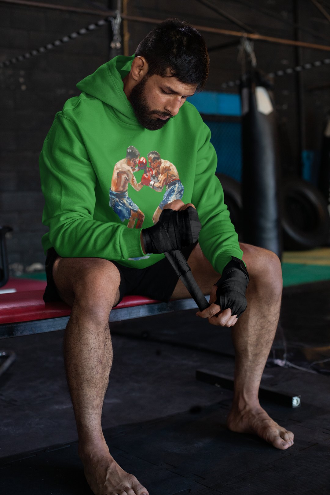 Boxers Blue Red Sparring Close – Forest Green Hoodie