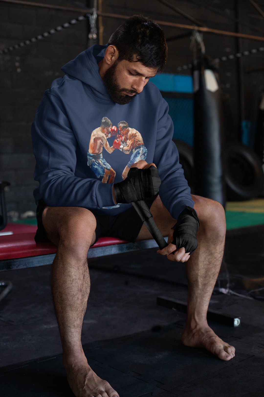 Boxers Blue Red Sparring Close – Navy Hoodie