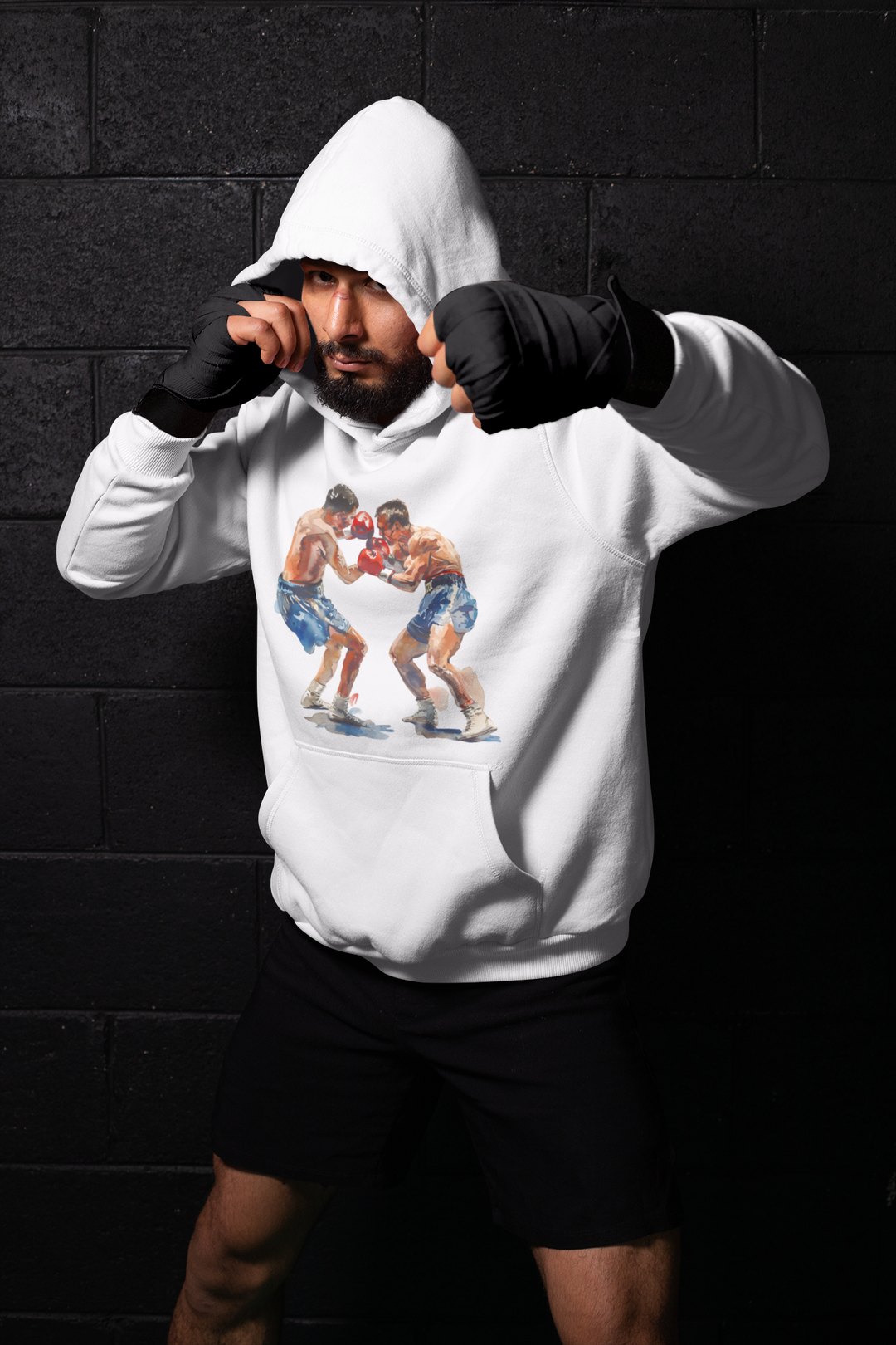 Boxers Blue Red Sparring Close – White Shadowbox