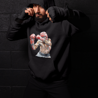 Boxer Seated Red Gloves Close Combat – Black Shadowbox