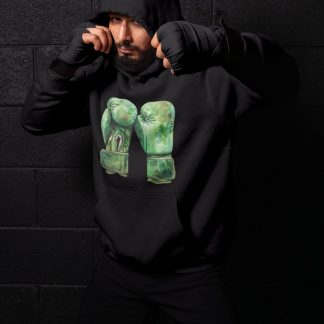 Green Boxing Gloves Crossed Side – Black Shadowbox