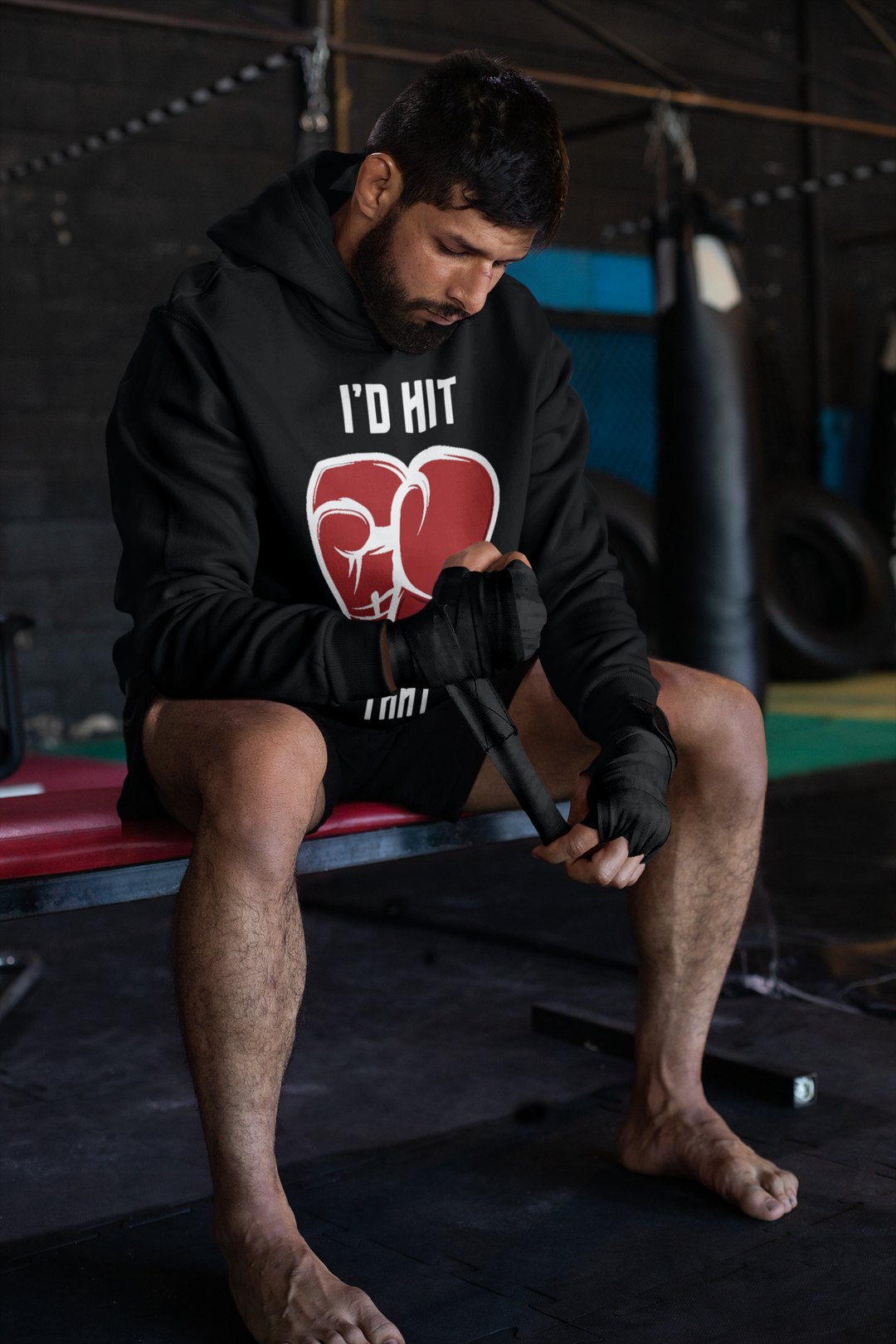 I'd Hit Heart Gloves – Black Hoodie