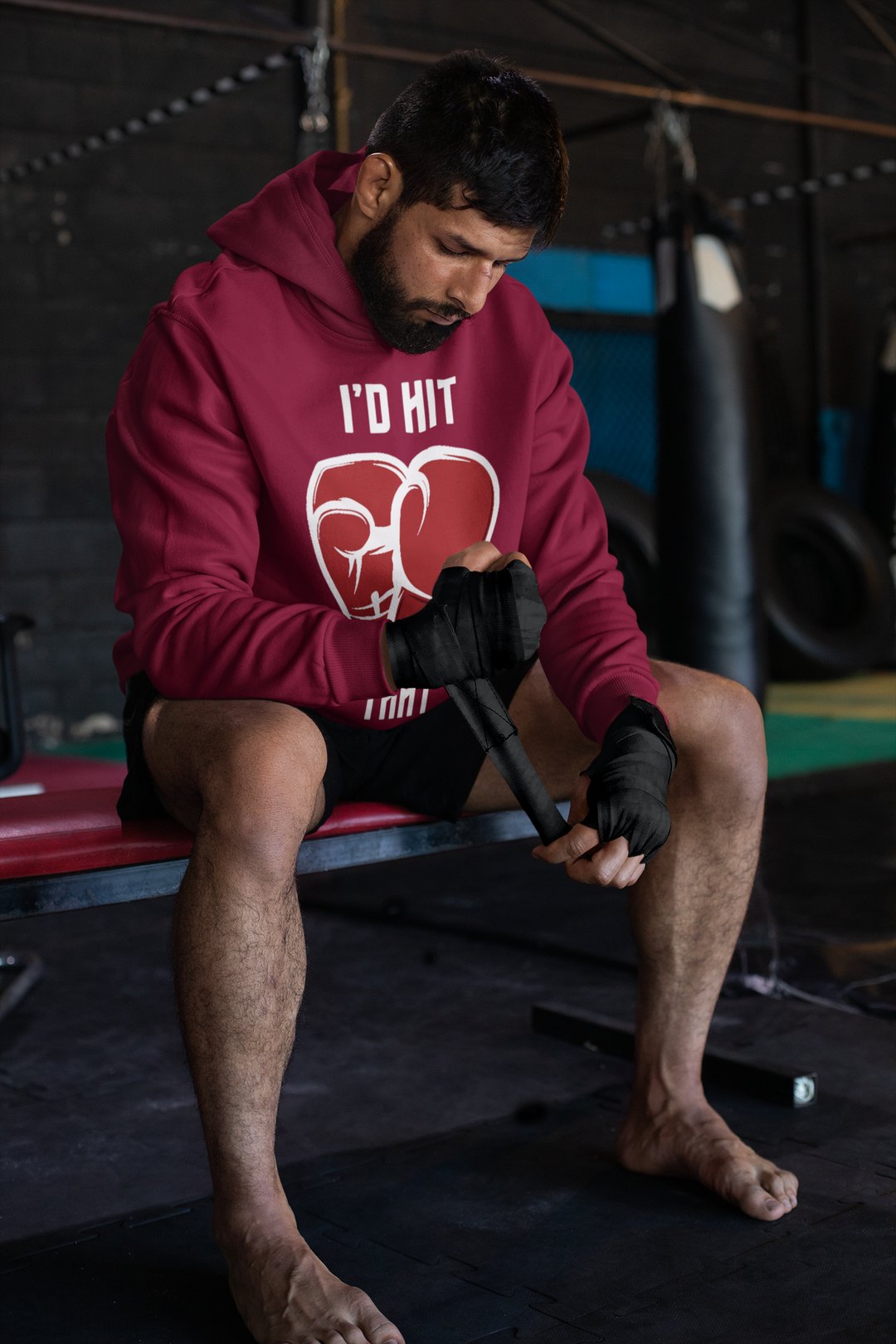 I'd Hit Heart Gloves – Burgundy Hoodie