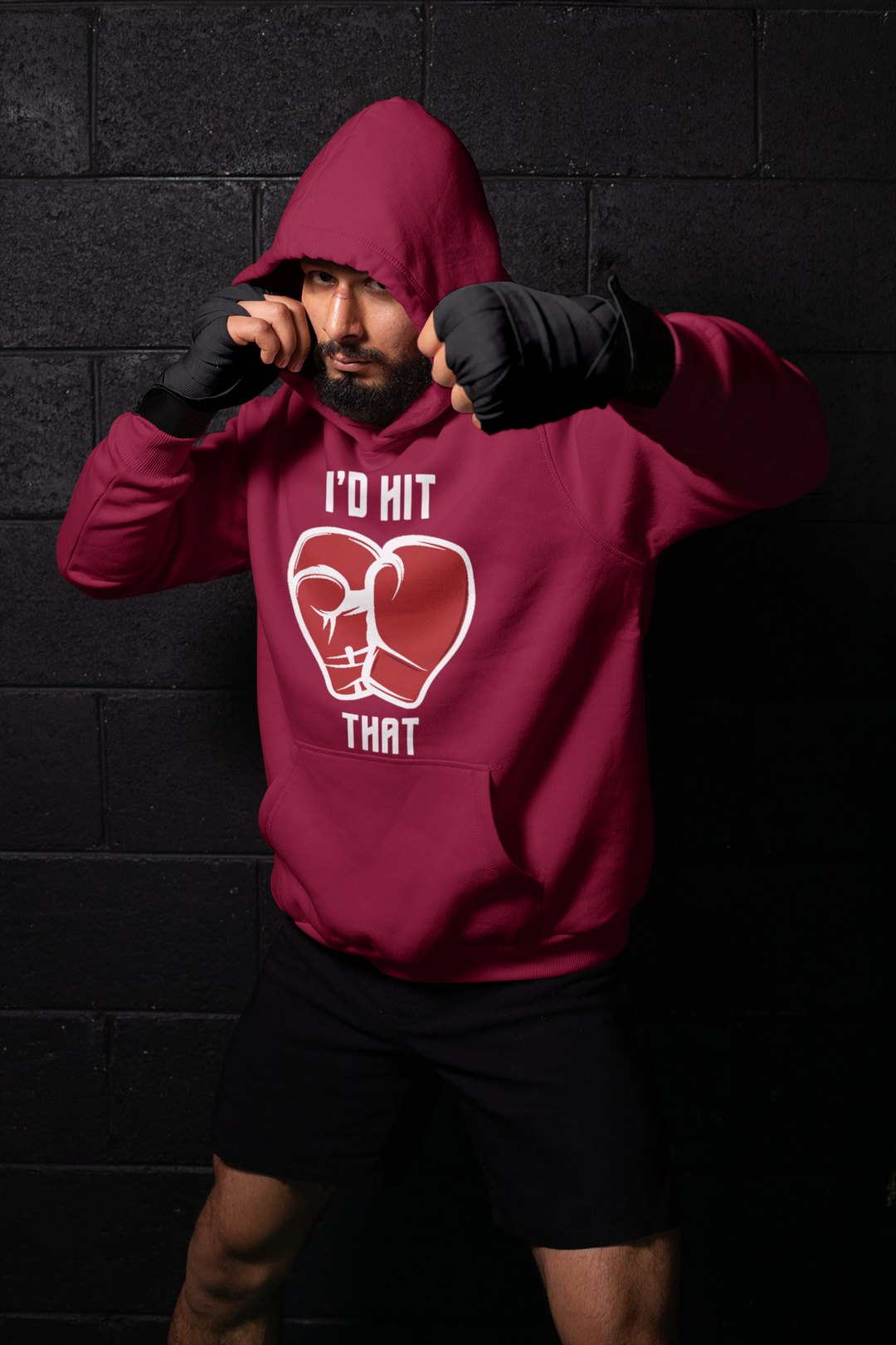 I'd Hit Heart Gloves – Burgundy Shadowbox