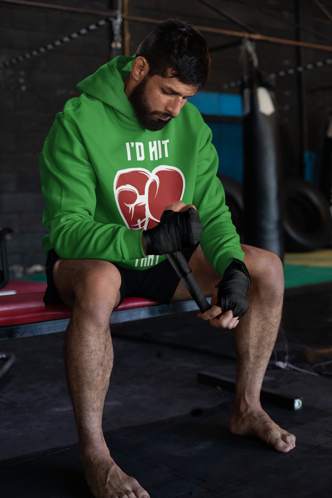 I'd Hit Heart Gloves – Forest Green Hoodie