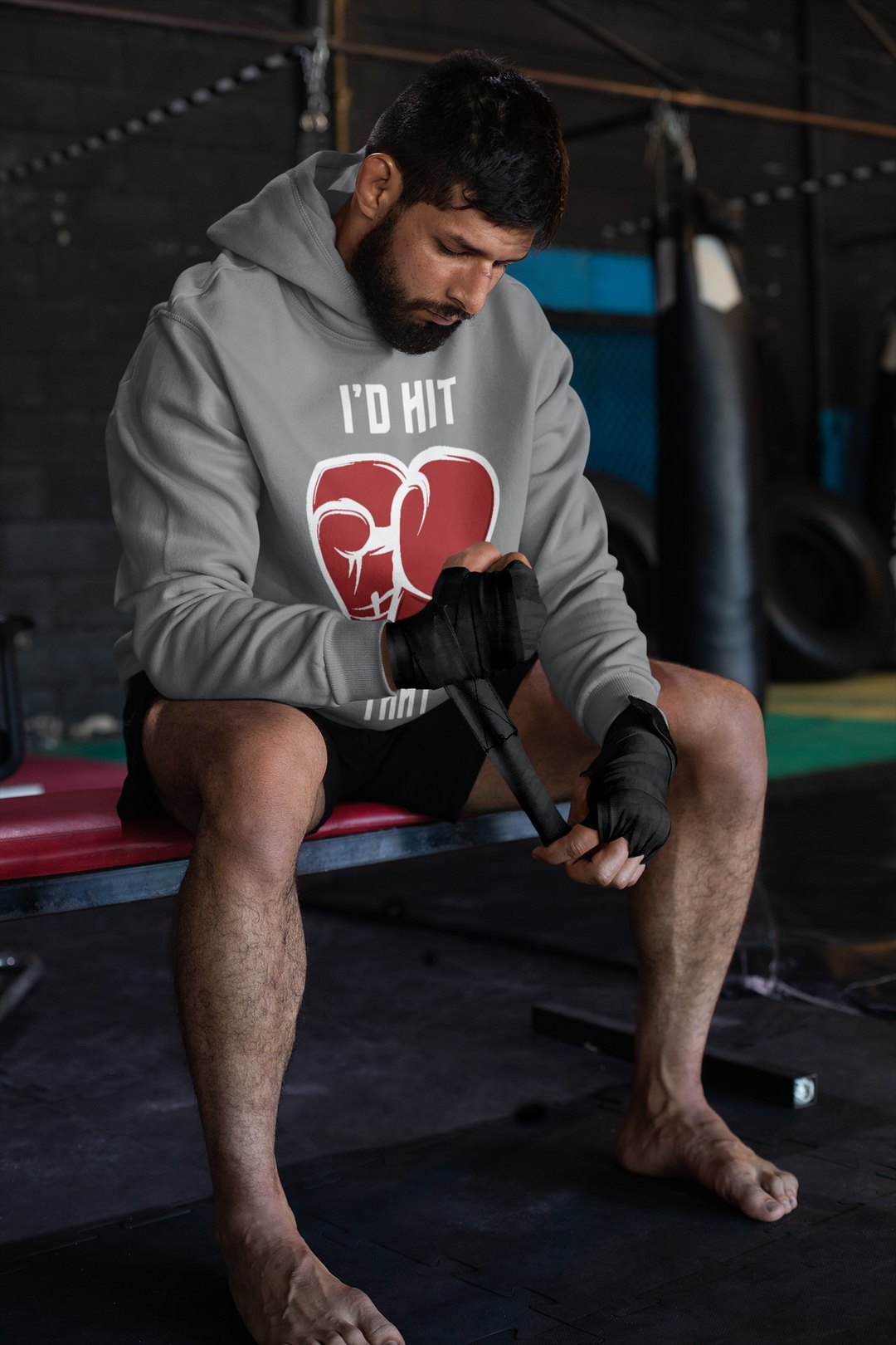 I'd Hit Heart Gloves – Grey Hoodie