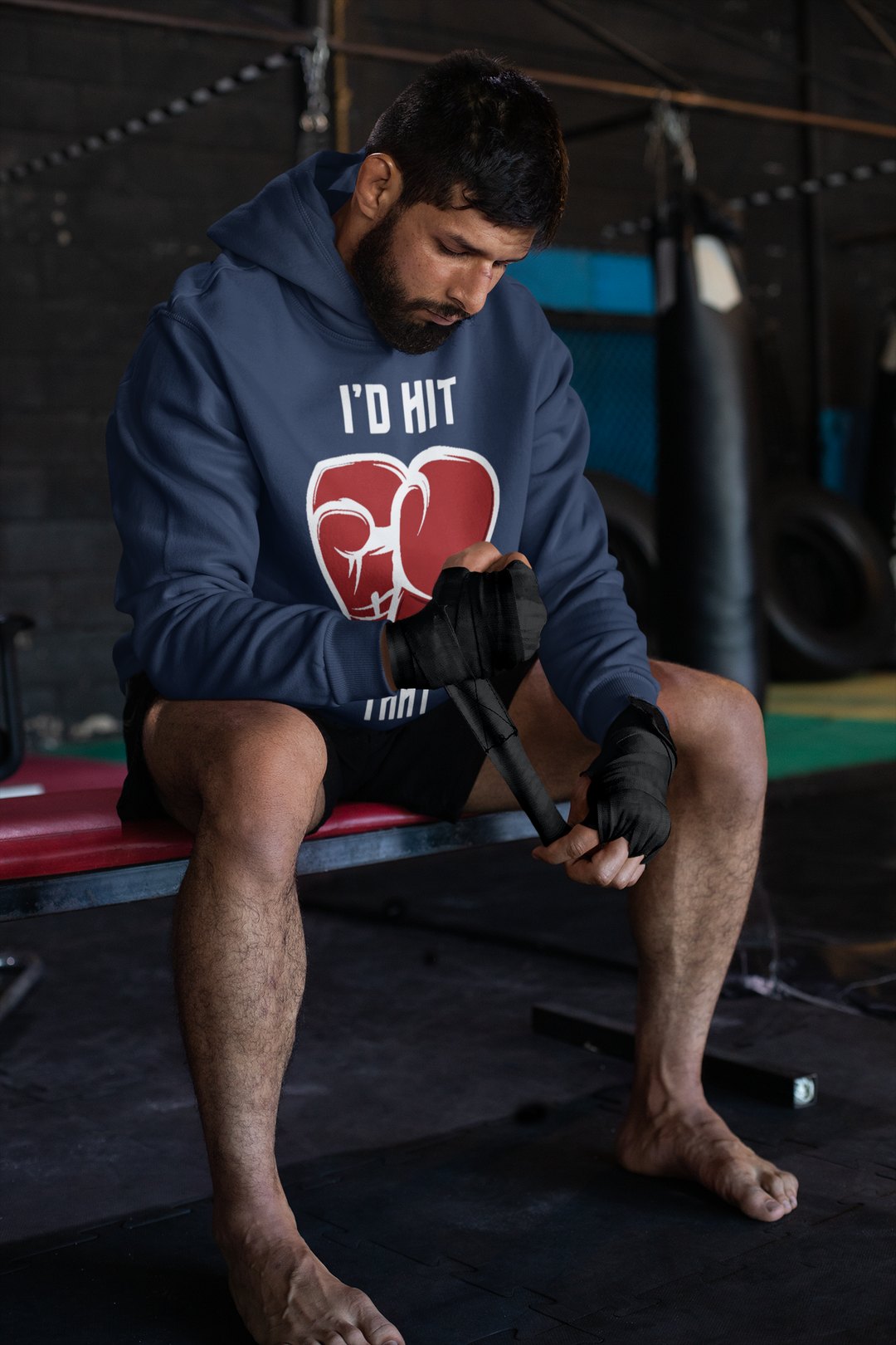 I'd Hit Heart Gloves – Navy Hoodie