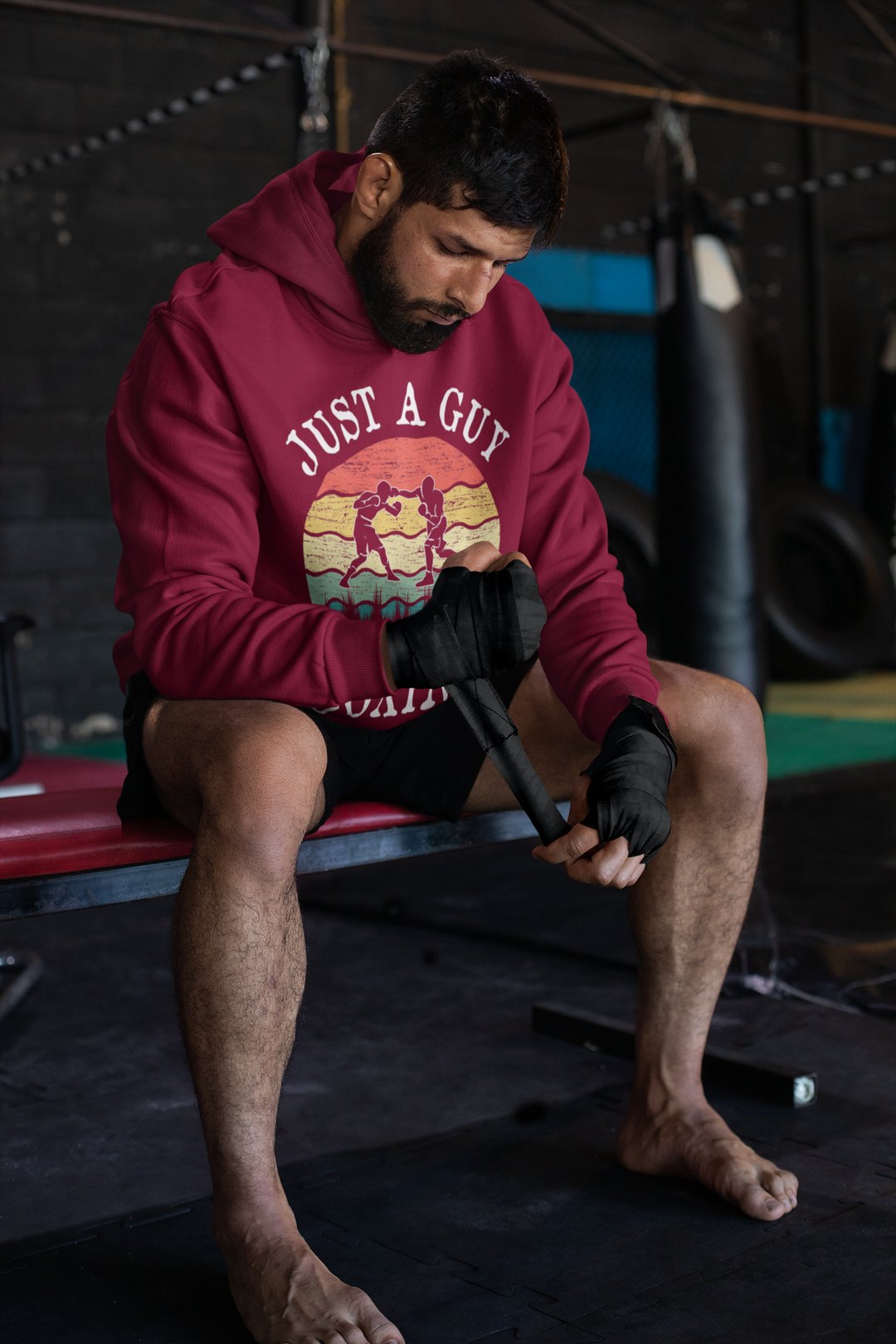 Just A Guy Boxing – Burgundy Hoodie