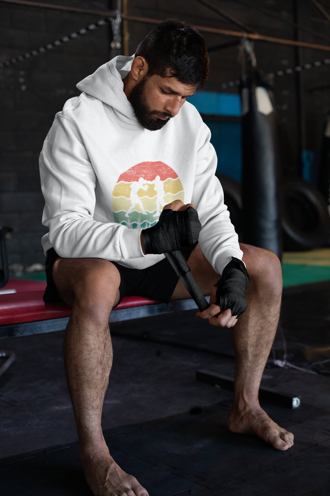 Just A Guy Boxing – White Hoodie