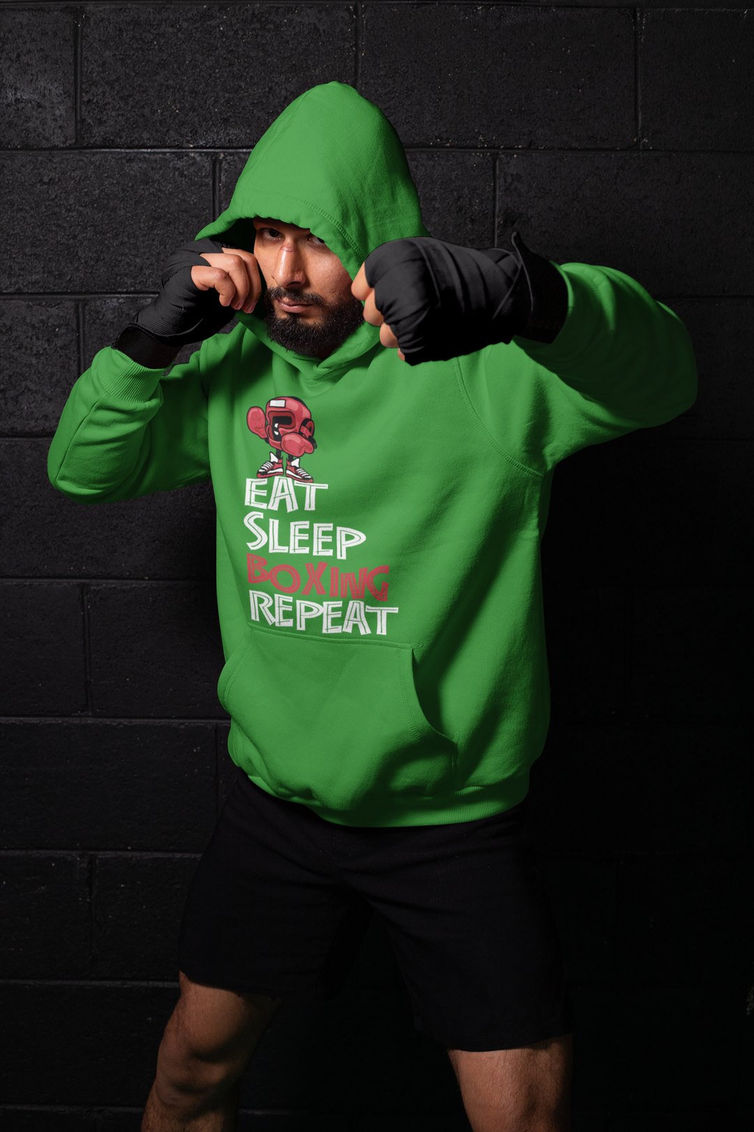 Eat Sleep Monkey Boxer – Forest Green Shadowbox