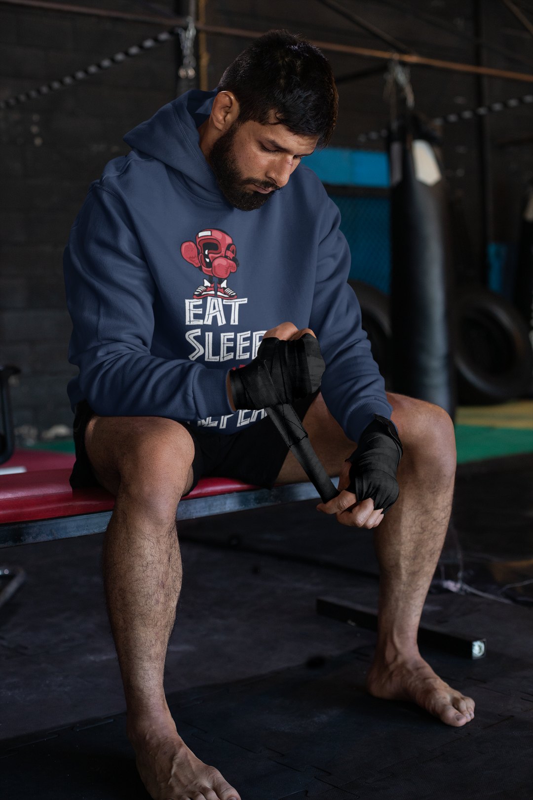 Eat Sleep Monkey Boxer – Navy Hoodie