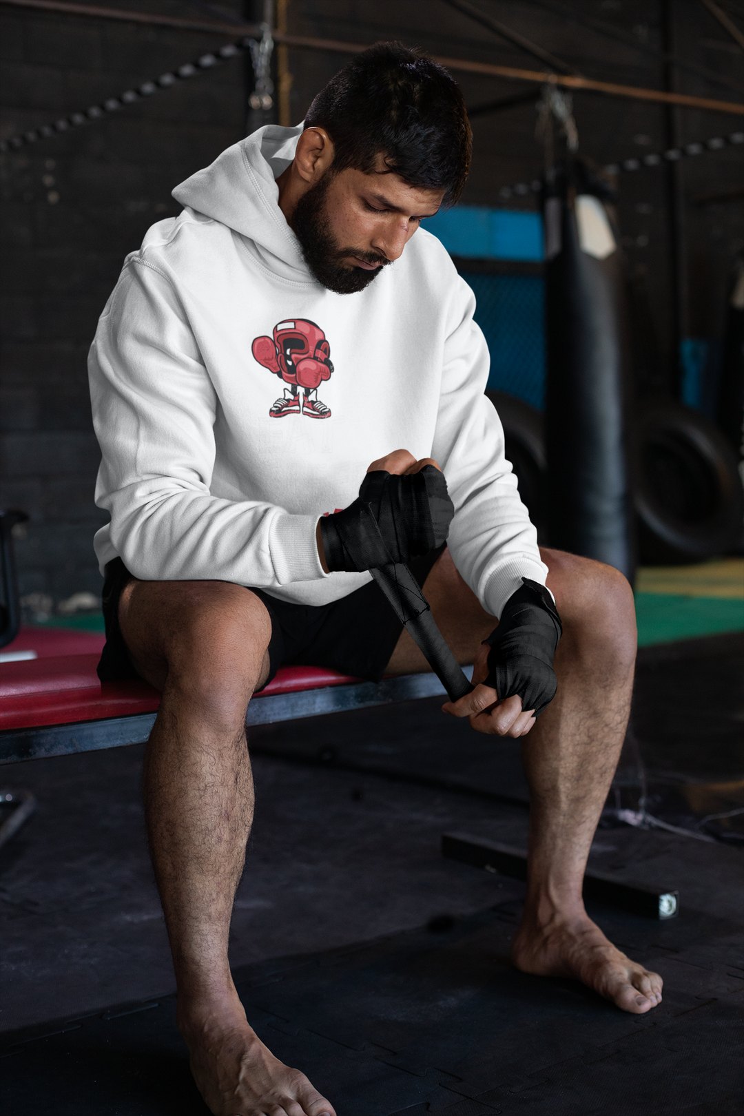 Eat Sleep Monkey Boxer – White Hoodie