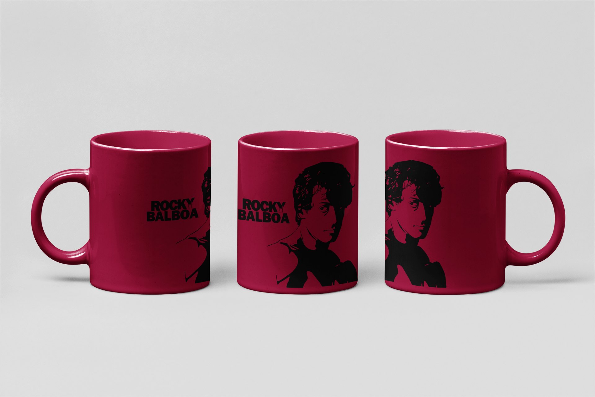 Rocky Balboa Head Portrait Text boxing mug in burgundy