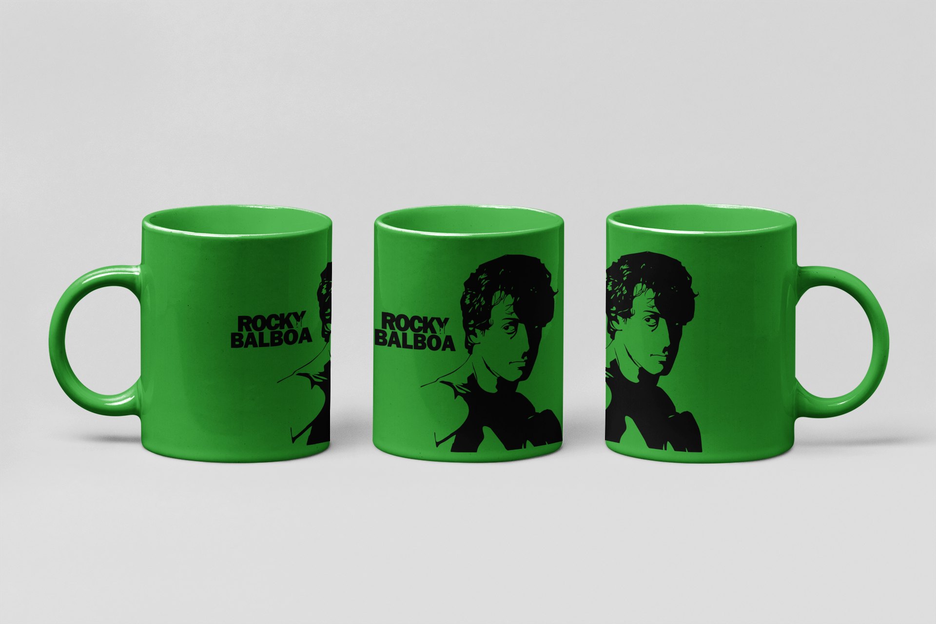 Rocky Balboa Head Portrait Text boxing mug in forest green