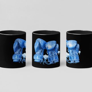 Blue Boxing Gloves Pair boxing mug in black