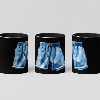 Blue Boxing Shorts Denim boxing mug in black