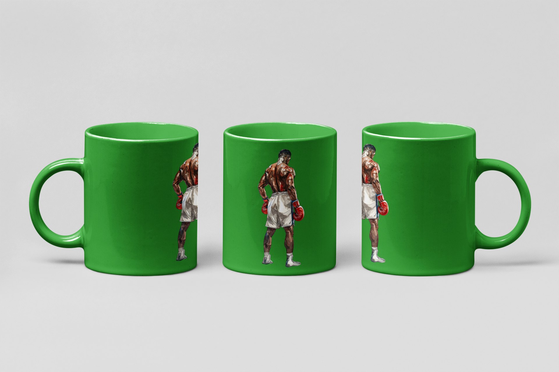 Boxer Red Gloves Defensive Stance boxing mug in forest green