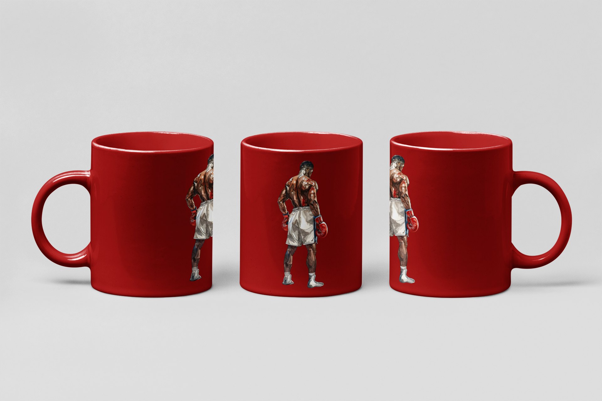 Boxer Red Gloves Defensive Stance boxing mug in red