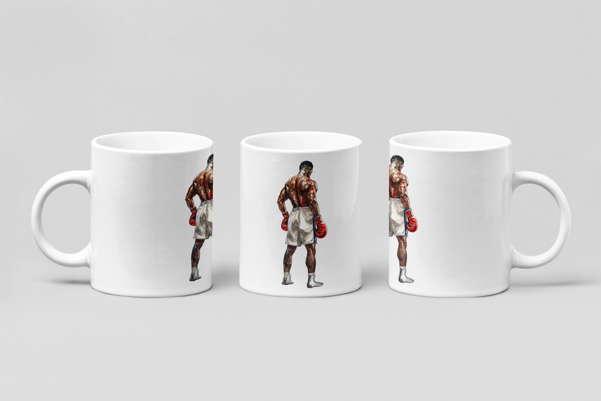 Boxer Red Gloves Defensive Stance boxing mug in white