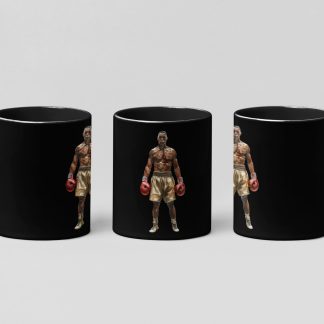 Boxer Yellow Gloves Standing boxing mug in black