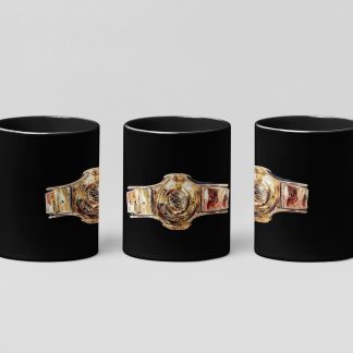 Gold Blue Championship Belt boxing mug in black