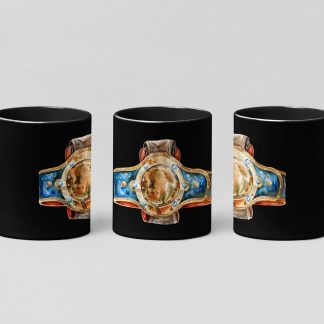 Gold Bronze Championship Belt boxing mug in black