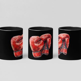 Red Gloves Large Pair boxing mug in black