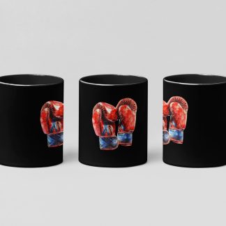 Red Gloves Pair Drip boxing mug in black
