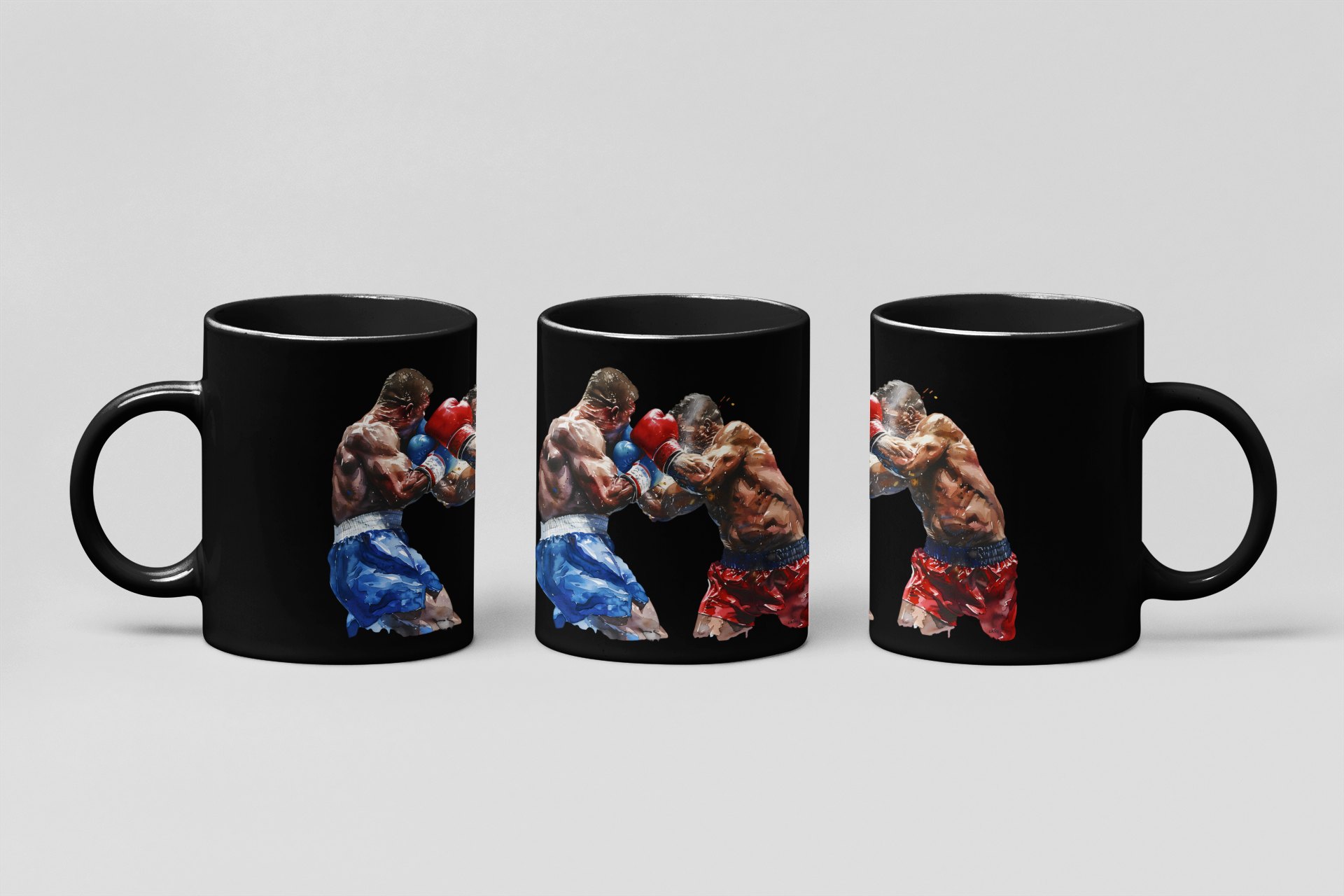 Boxers Red Blue Close Clash boxing mug in black