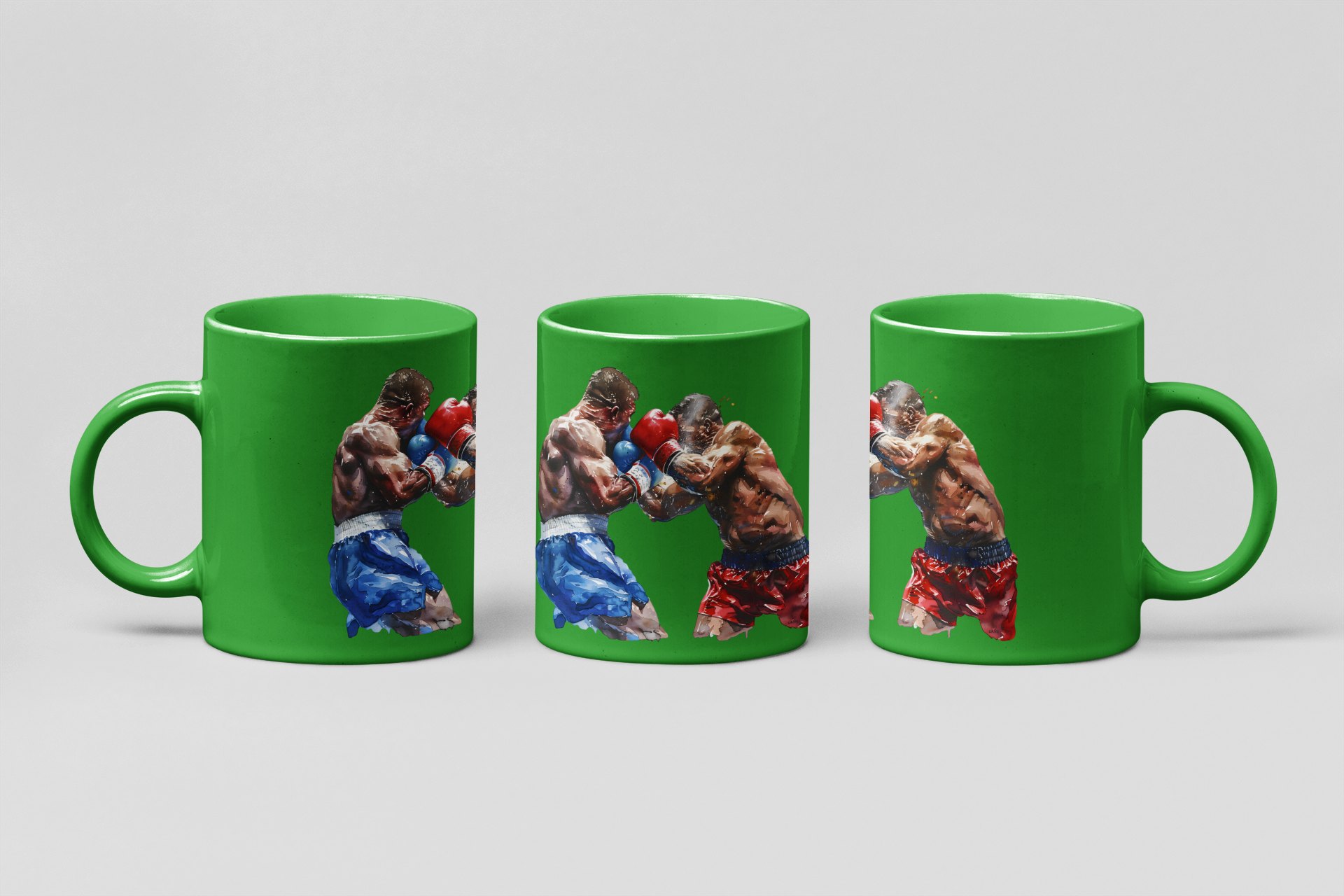 Boxers Red Blue Close Clash boxing mug in forest green