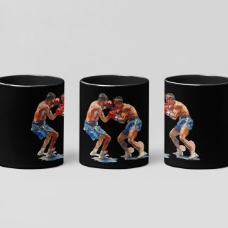Boxers Blue Red Sparring Close boxing mug in black
