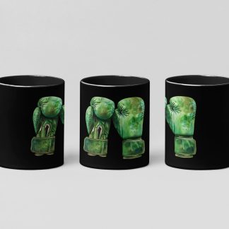 Green Boxing Gloves Crossed Side boxing mug in black