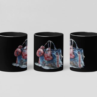 Blue Gym Bag Red Gloves boxing mug in black