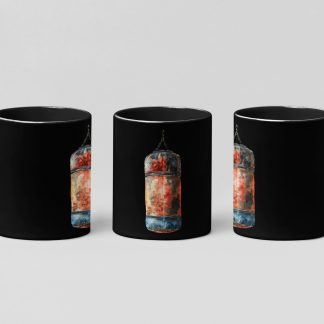 Red Orange Heavy Bag Worn boxing mug in black