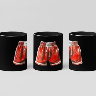 Red Boxing Shorts Glossy boxing mug in black