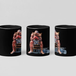 Fighter Seated Contemplating Shirtless boxing mug in black