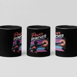 Power Puncher Retro Logo boxing mug in black