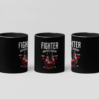 Fighter Academy boxing mug in black