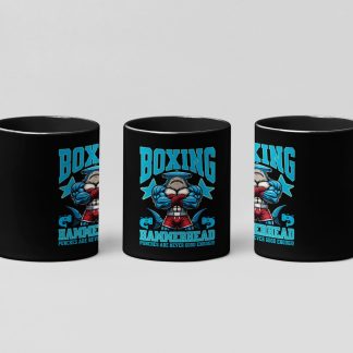 Hammerhead Shark Boxing Fighter Sea Martial Arts boxing mug in black